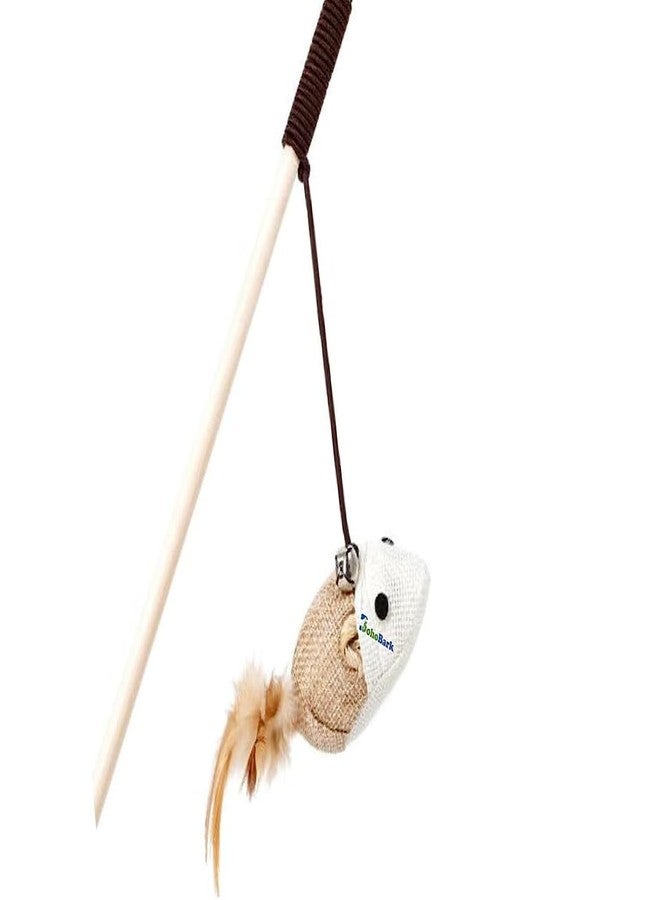 BohoBark Cat Teaser Playing Stick & Feather Interactive Teasing Wand Toy with 45 cm Rod Rope 67cm Pack of 2 (Multicolour) - Image 3